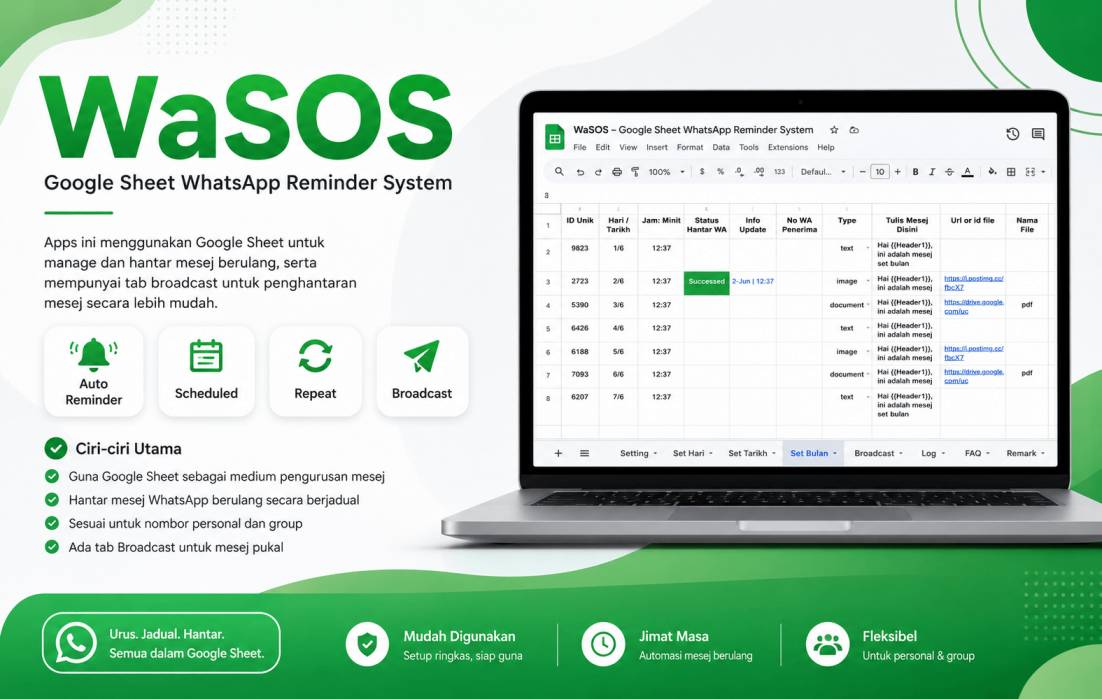 WASOS - Google Sheet Wasap Reminder System